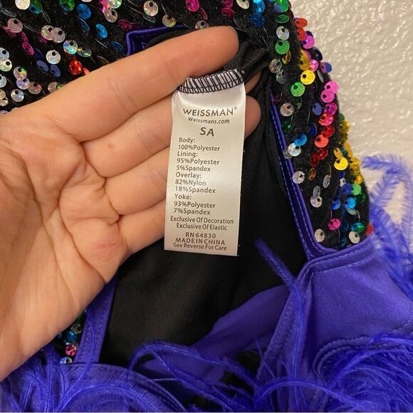 WEISSMAN Dance Costume lyrical jazz sassy feathers BOP TO THE TOP 13478 blue SA - Picture 9 of 12